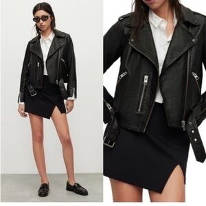 AllSaints Balfern leather biker jacket in black size 4